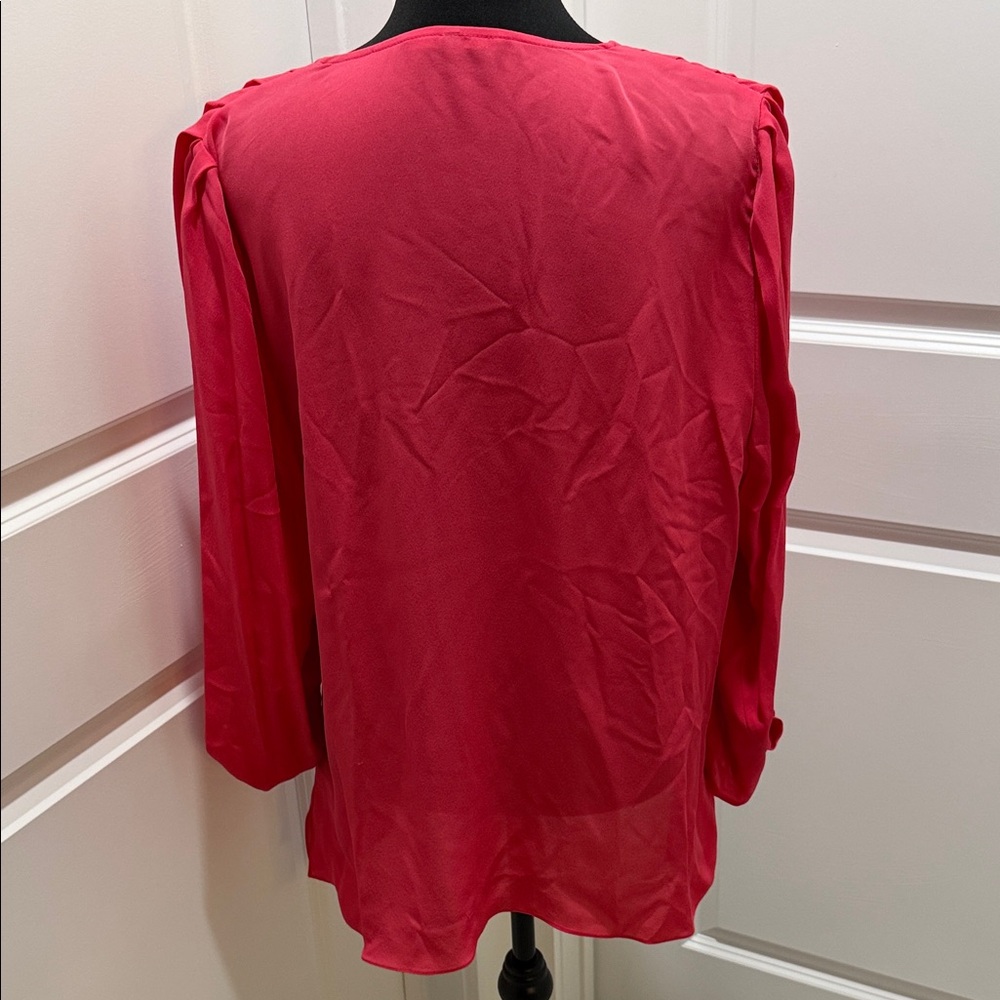 Kobi Halperin V-Neck Long Sleeve Blouse - Hot Pink - Picture 4 of 6